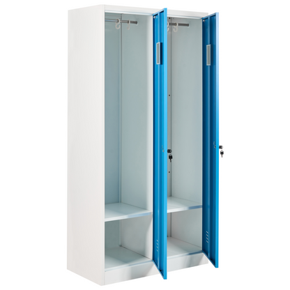 Two Door Storage Locker White And Blue Metal Cabinet For Gym And School Changing Rooms