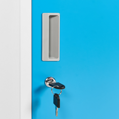 Two Door Storage Locker White And Blue Metal Cabinet For Gym And School Changing Rooms