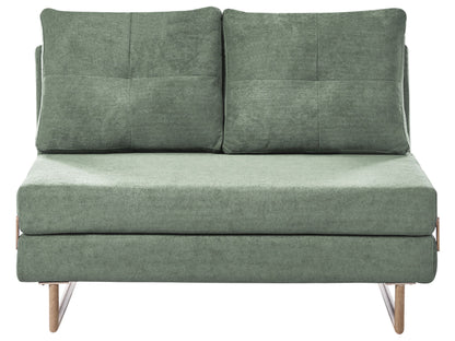 Two Seater Sofa Bed Light Green Fabric With Fold Out