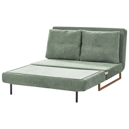Two Seater Sofa Bed Light Green Fabric With Fold Out