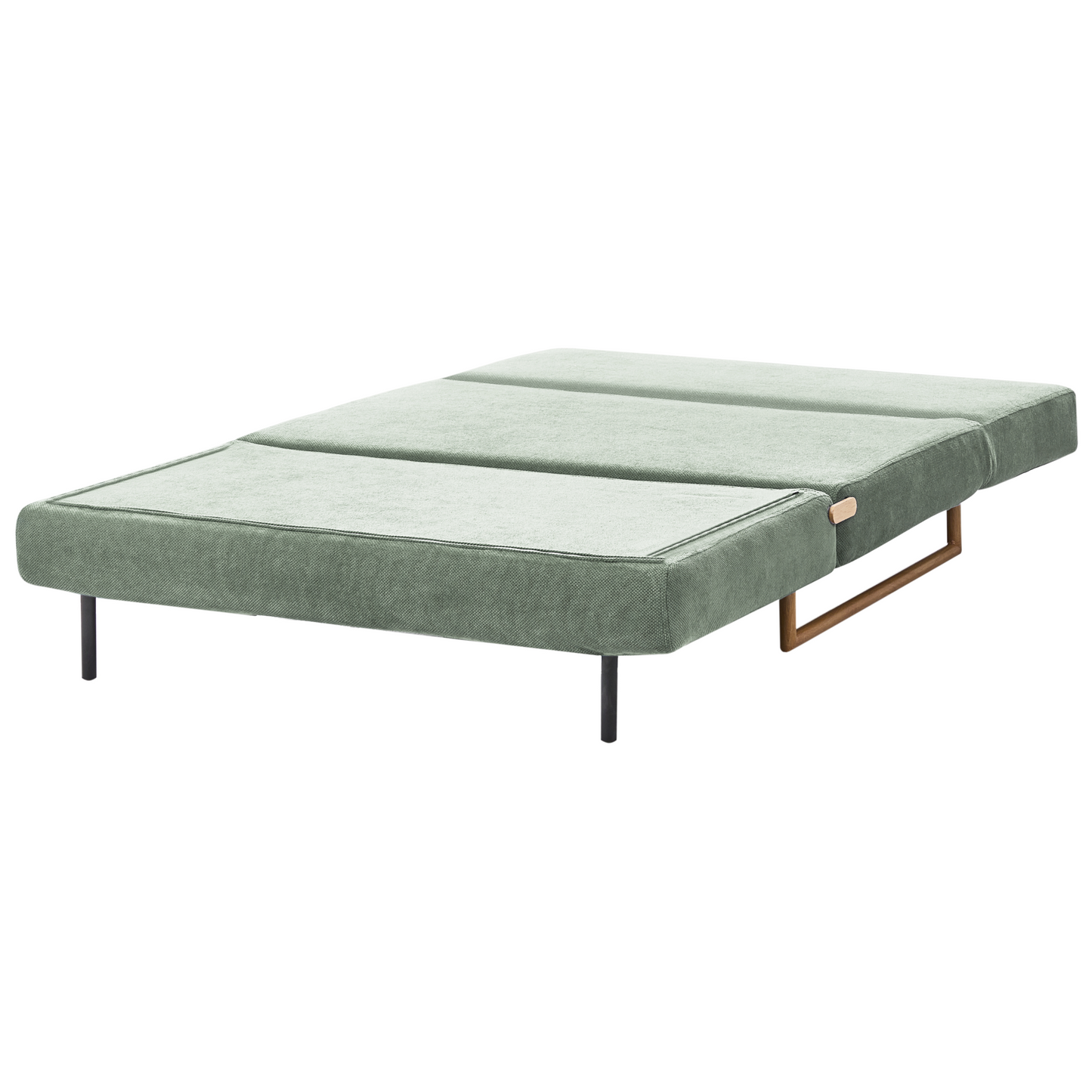 Two Seater Sofa Bed Light Green Fabric With Fold Out