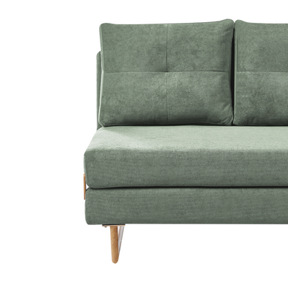 Two Seater Sofa Bed Light Green Fabric With Fold Out
