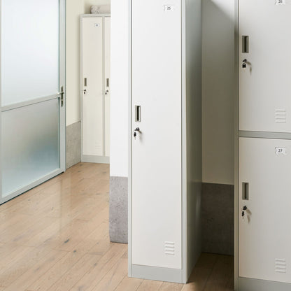 Storage Locker White and Grey Metal Cabinet Lockable Doors