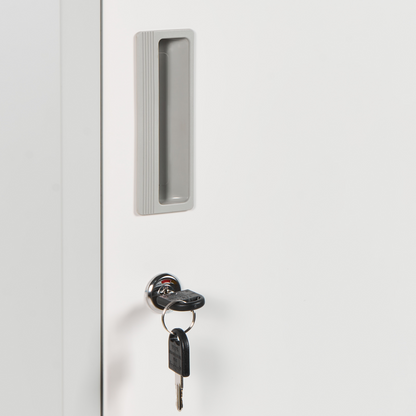 Storage Locker White and Grey Metal Cabinet Lockable Doors