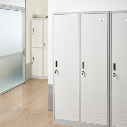 Storage Locker White Grey Metal 2 Door Lockable