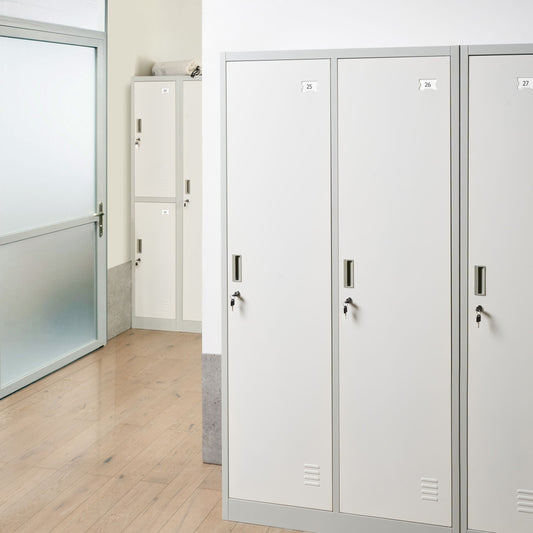 Storage Locker White Grey Metal 2 Door Lockable