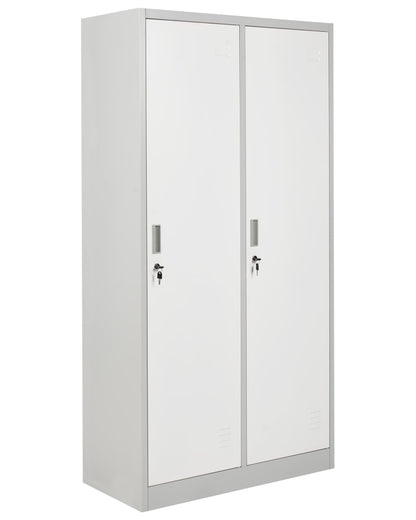 Storage Locker White Grey Metal 2 Door Lockable