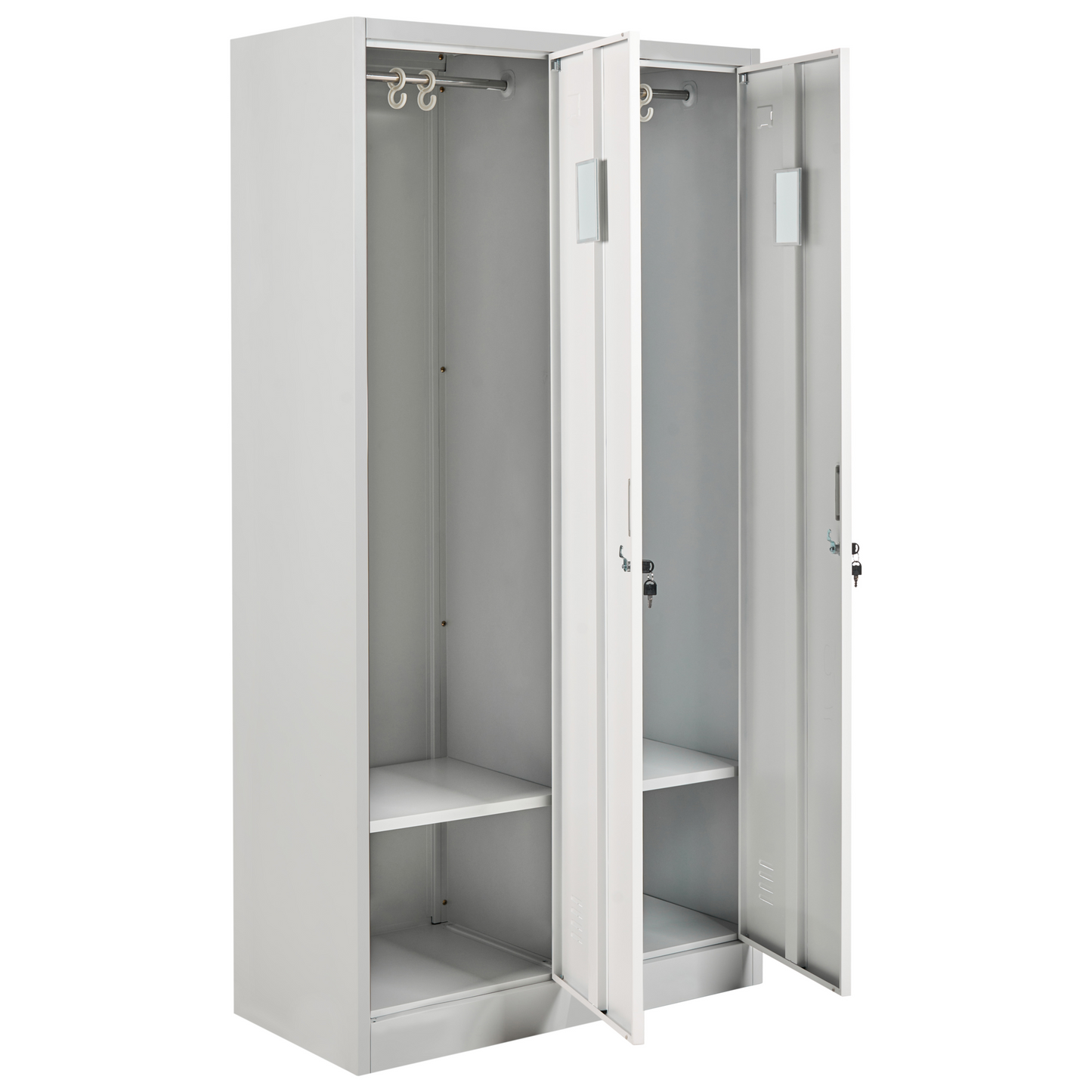 Storage Locker White Grey Metal 2 Door Lockable