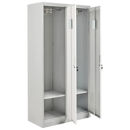 Storage Locker White Grey Metal 2 Door Lockable