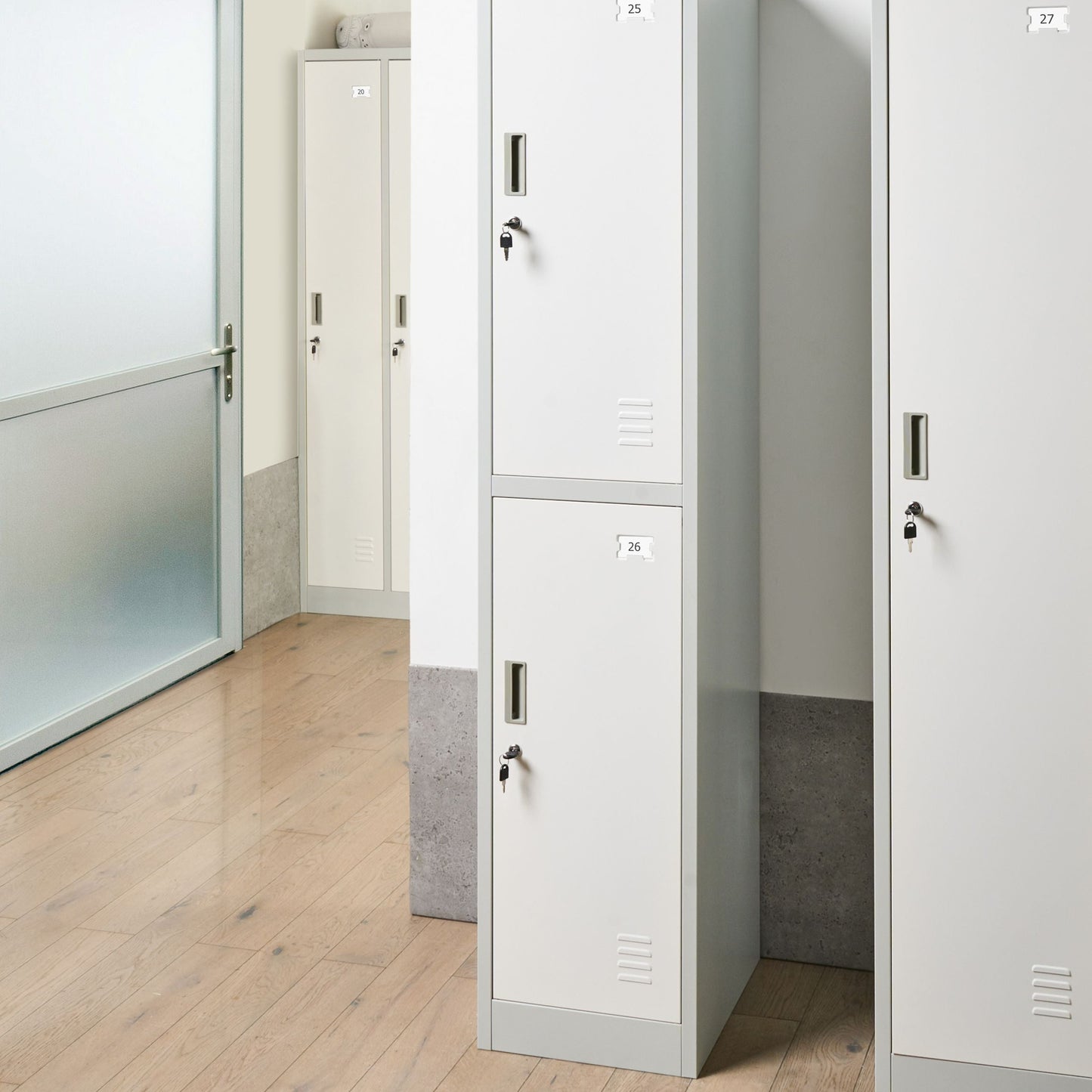 White Grey 2 Tier Lockable Metal Locker