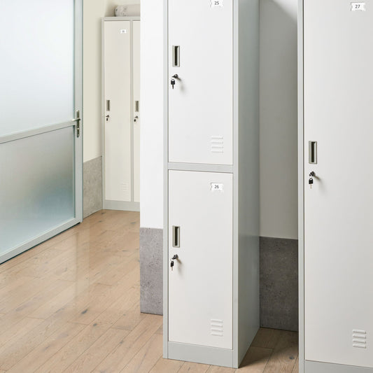 White Grey 2 Tier Lockable Metal Locker