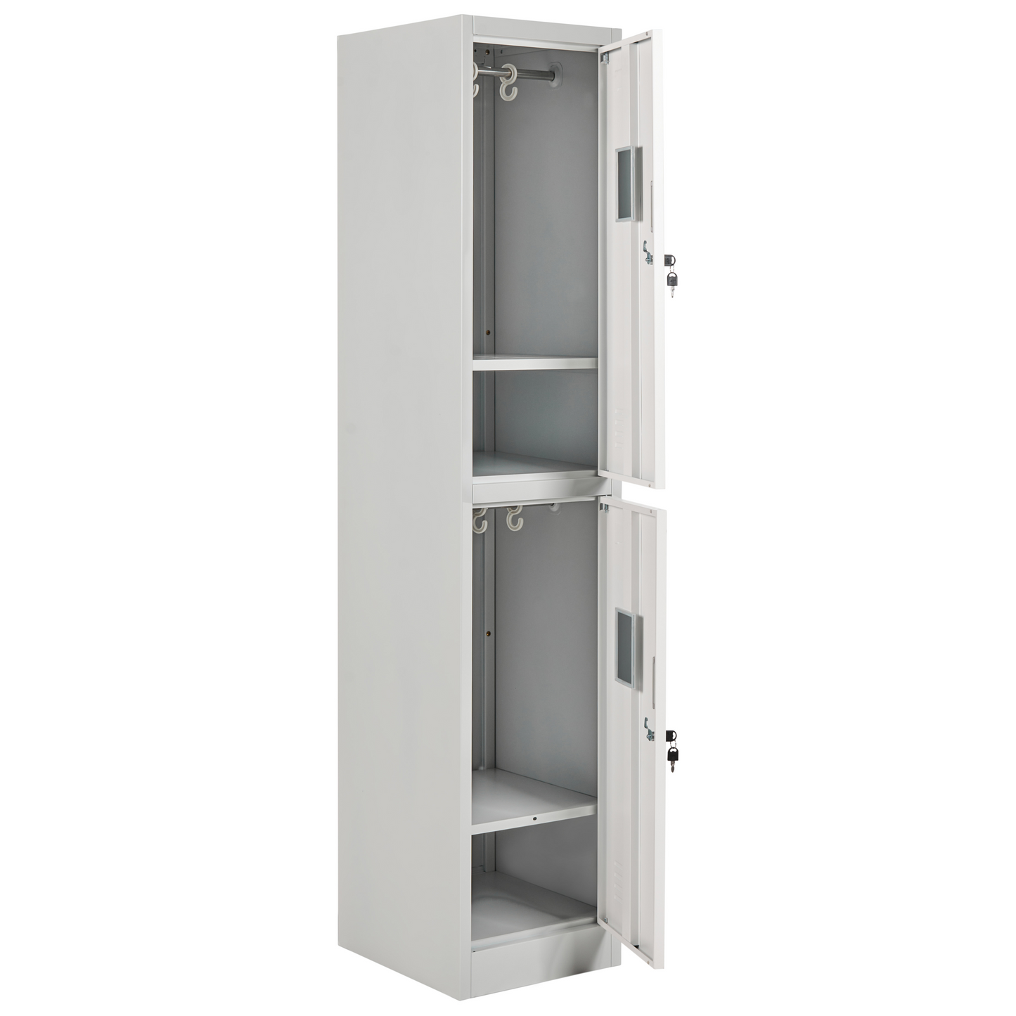 White Grey 2 Tier Lockable Metal Locker