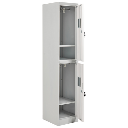 White Grey 2 Tier Lockable Metal Locker