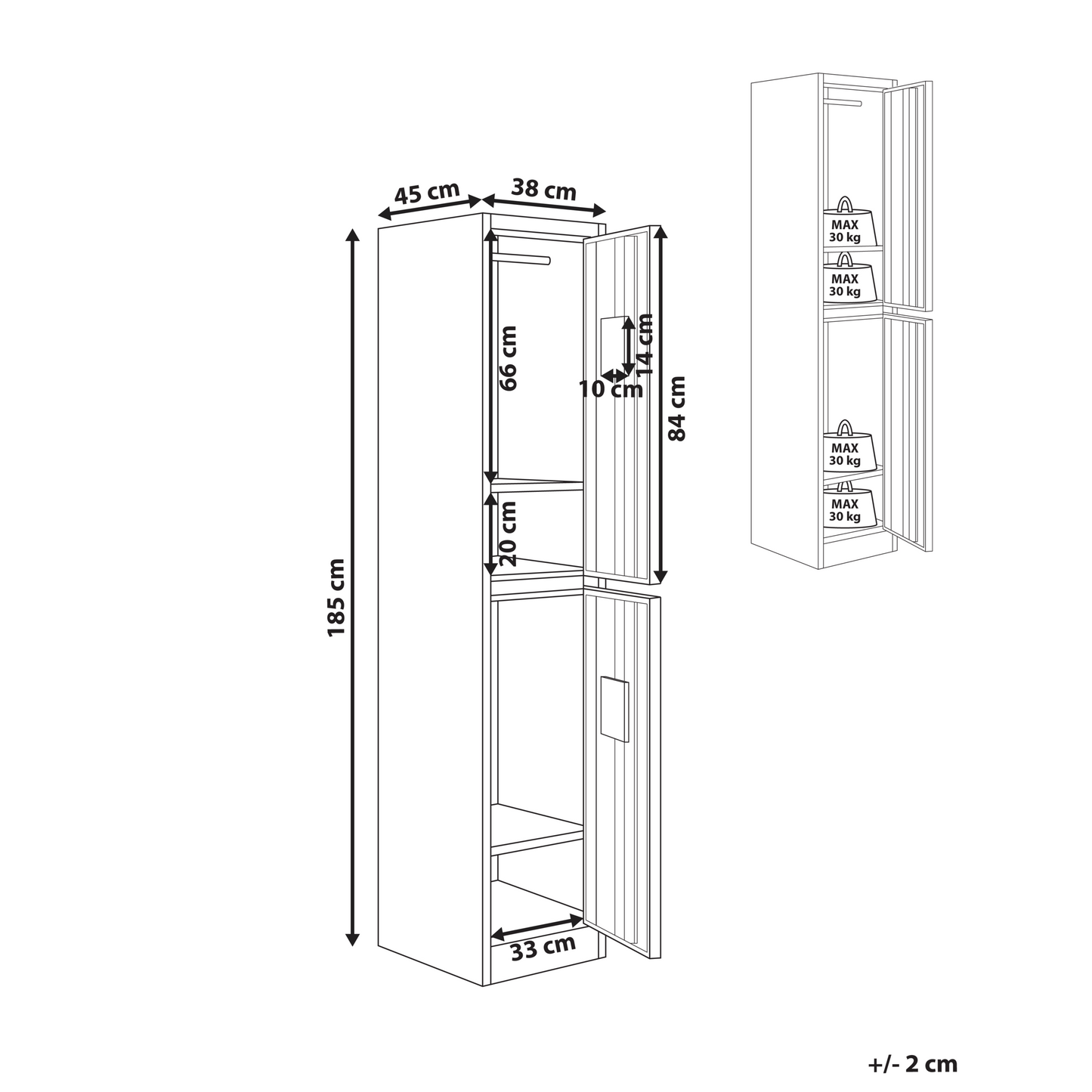 White Grey 2 Tier Lockable Metal Locker