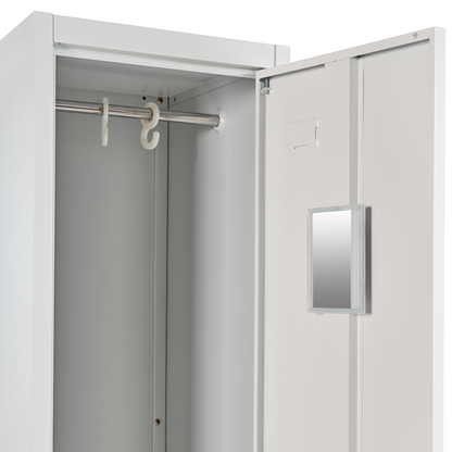 Lockable Three Door Storage Locker White Grey Metal Cabinet