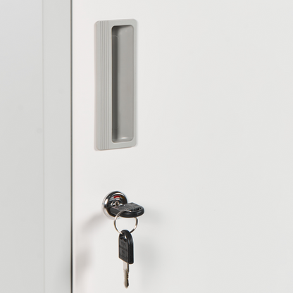 Lockable Three Door Storage Locker White Grey Metal Cabinet