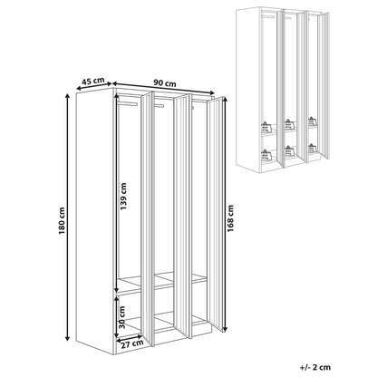 Lockable Three Door Storage Locker White Grey Metal Cabinet