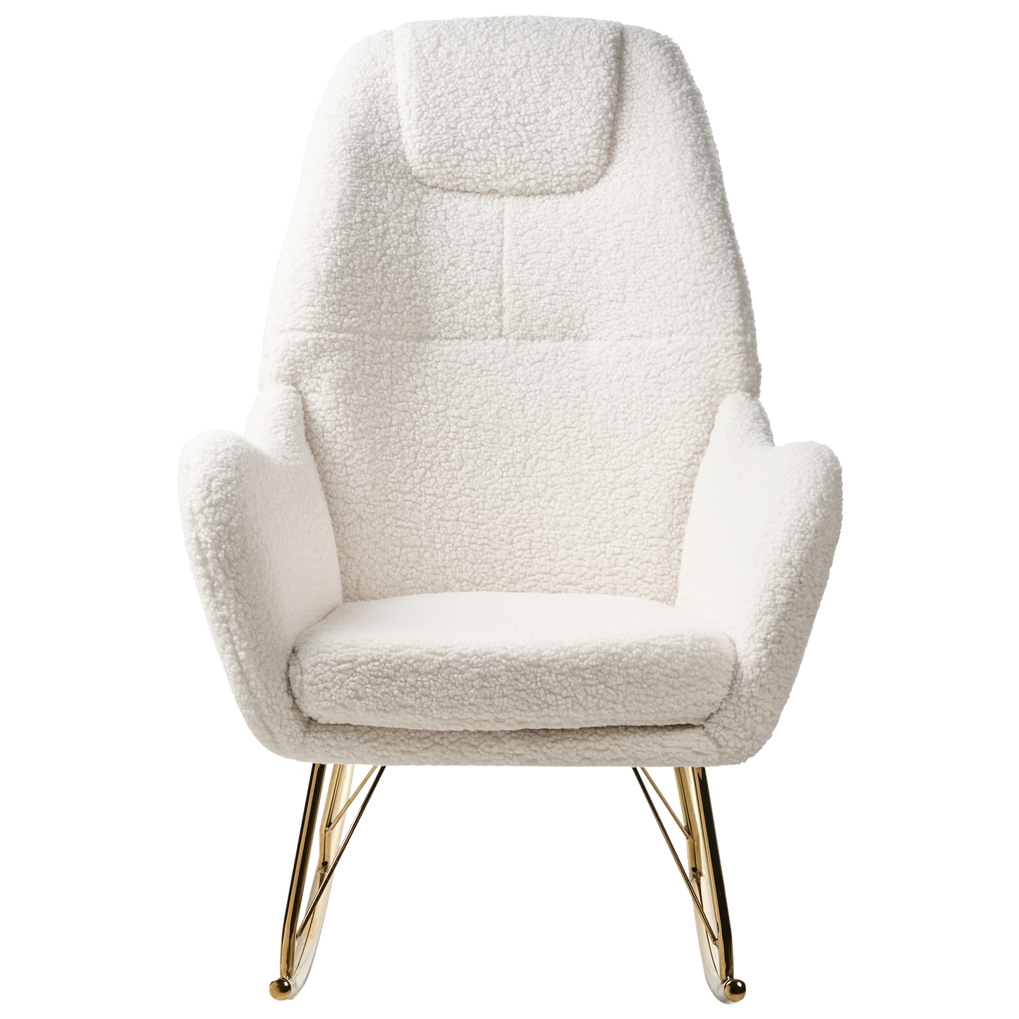 Living Rocking Chair Off-White Boucle Armrests Gold Legs