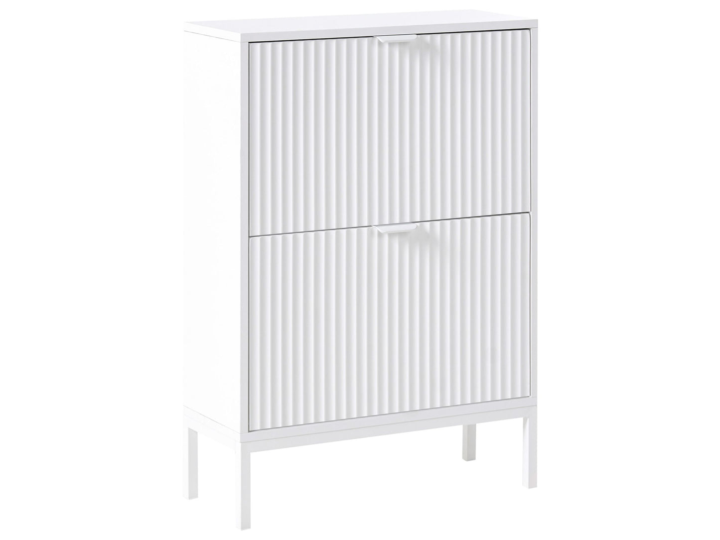 NovaHome Shoe Storage Cabinet White MDF 2 Compartments Fluted Modern
