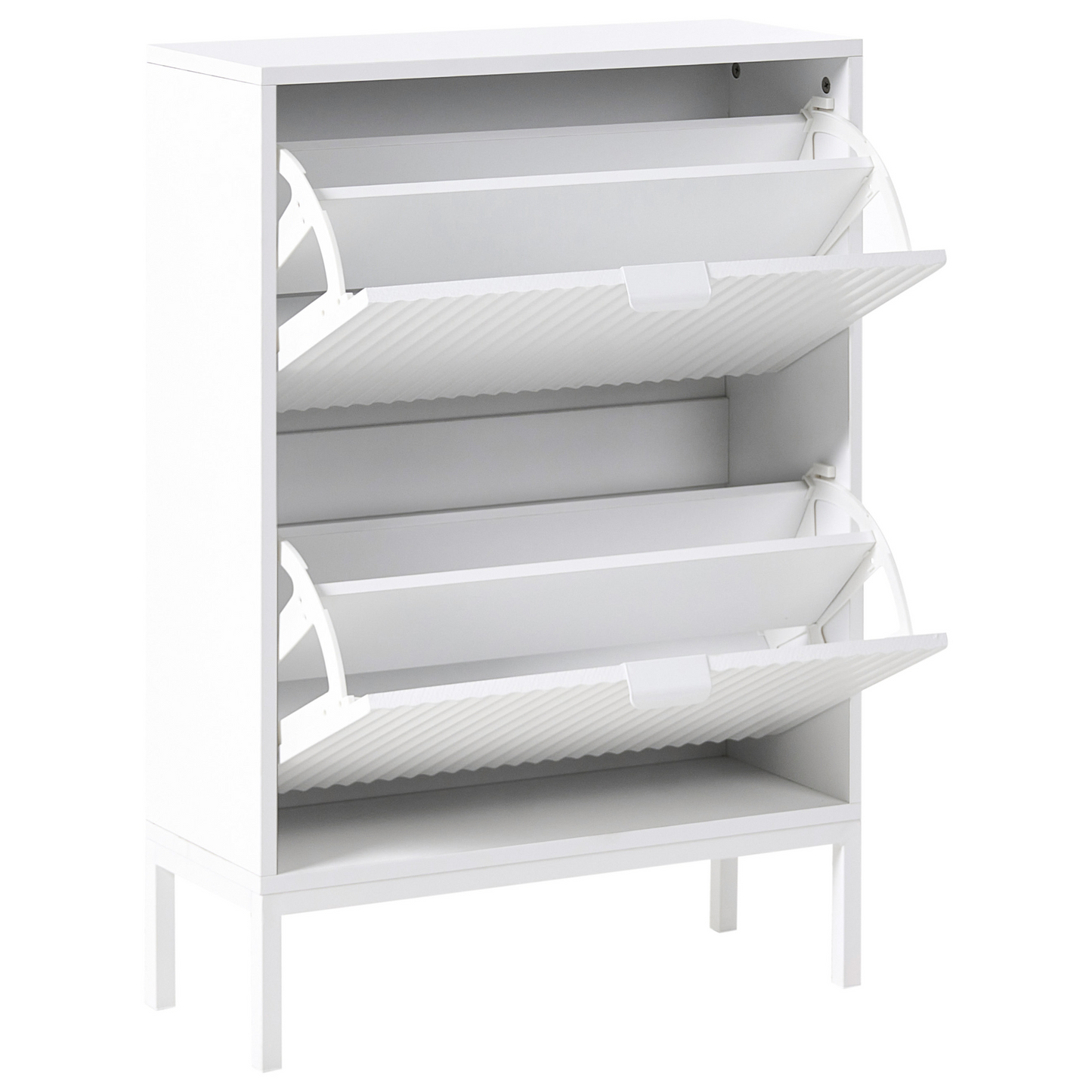NovaHome Shoe Storage Cabinet White MDF 2 Compartments Fluted Modern