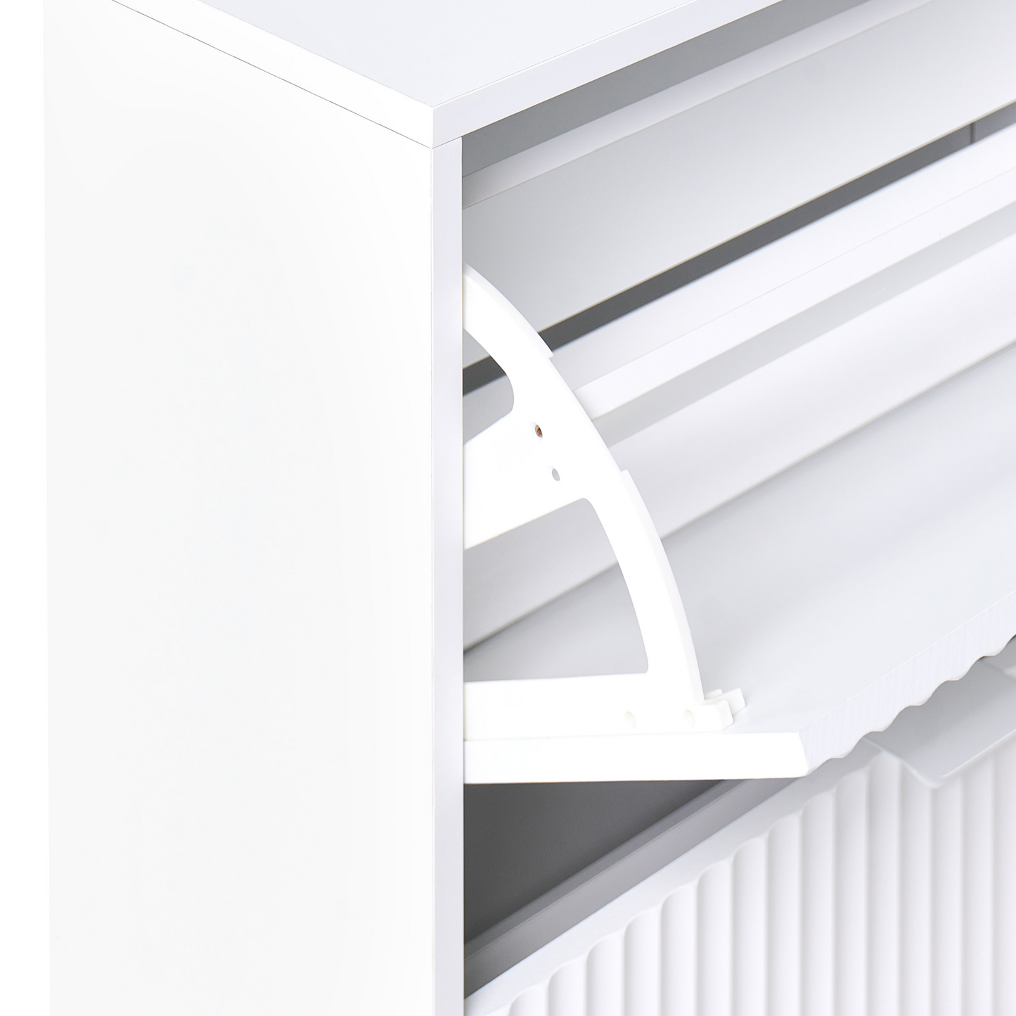 NovaHome Shoe Storage Cabinet White MDF 2 Compartments Fluted Modern
