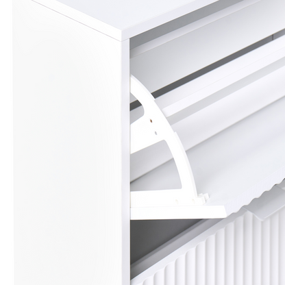 NovaHome Shoe Storage Cabinet White MDF 2 Compartments Fluted Modern