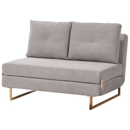 2 Seater Sofa Bed Grey Fabric Fold Out Sleeping Function