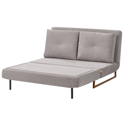 2 Seater Sofa Bed Grey Fabric Fold Out Sleeping Function
