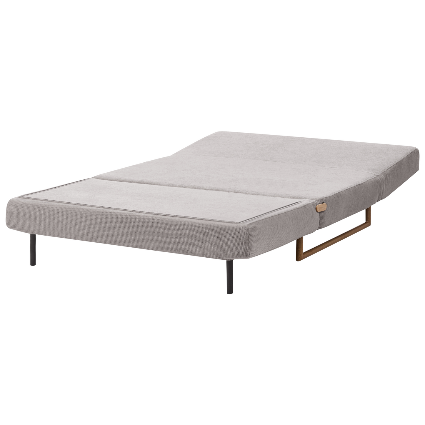 2 Seater Sofa Bed Grey Fabric Fold Out Sleeping Function