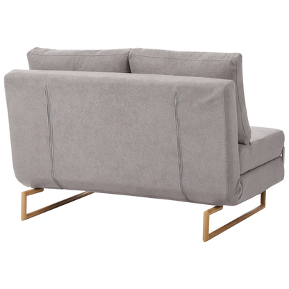2 Seater Sofa Bed Grey Fabric Fold Out Sleeping Function