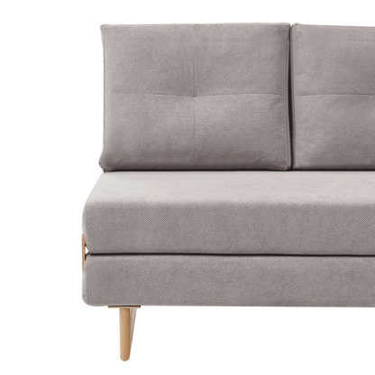 2 Seater Sofa Bed Grey Fabric Fold Out Sleeping Function