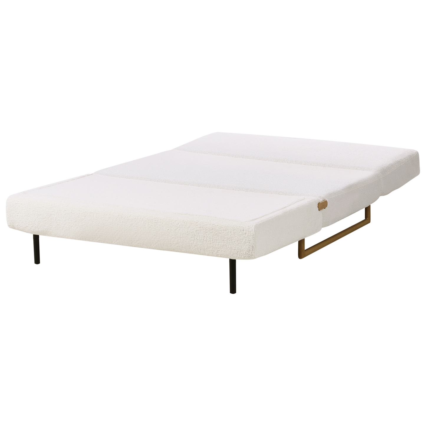 Two Seat Sofa Bed Off White Boucle With 5 Position Reclining Backrest Fold Out Sleeping Function