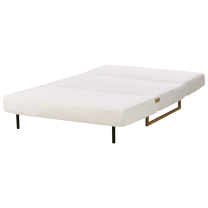 Two Seat Sofa Bed Off White Boucle With 5 Position Reclining Backrest Fold Out Sleeping Function