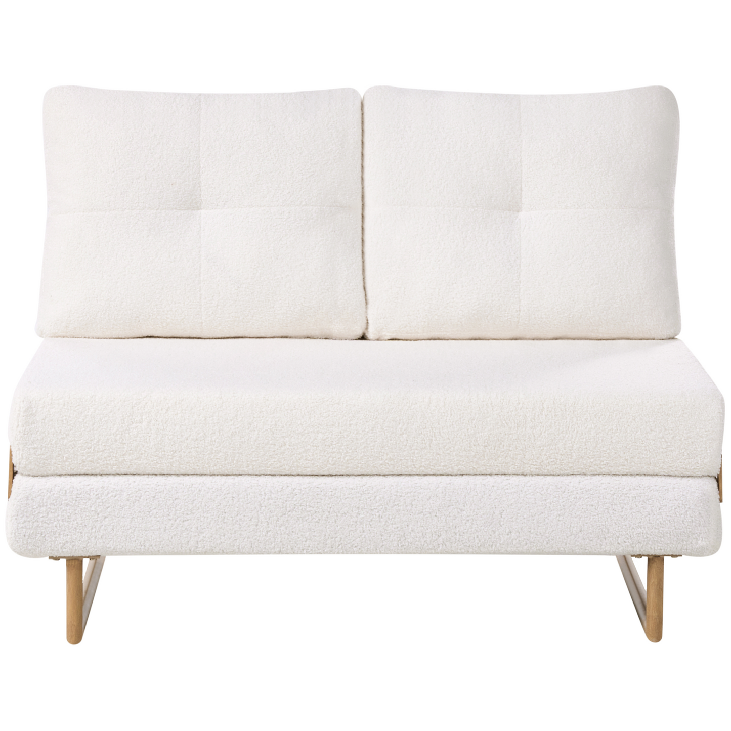 Two Seat Sofa Bed Off White Boucle With 5 Position Reclining Backrest Fold Out Sleeping Function