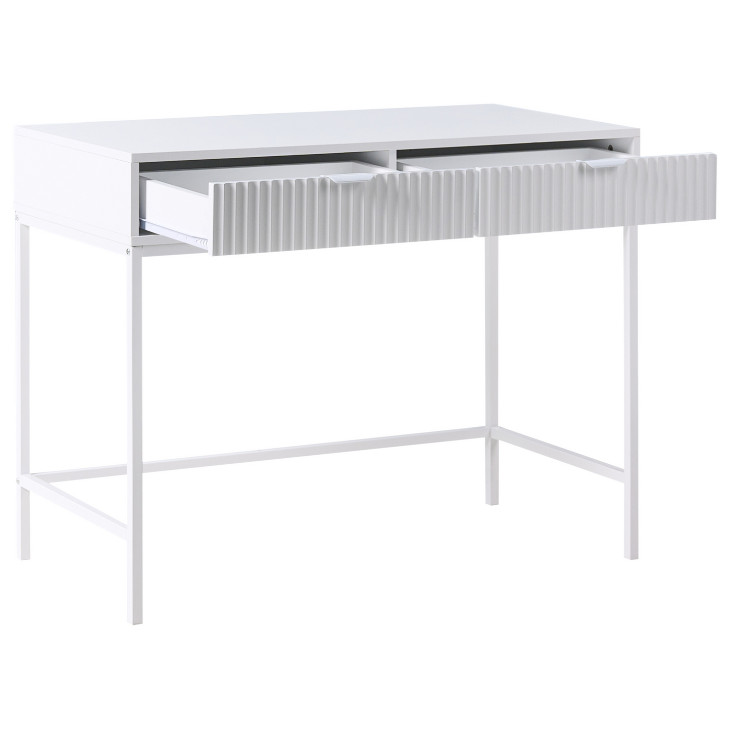 NovaHome 2 Drawer Console Table White MDF Fluted Fronts