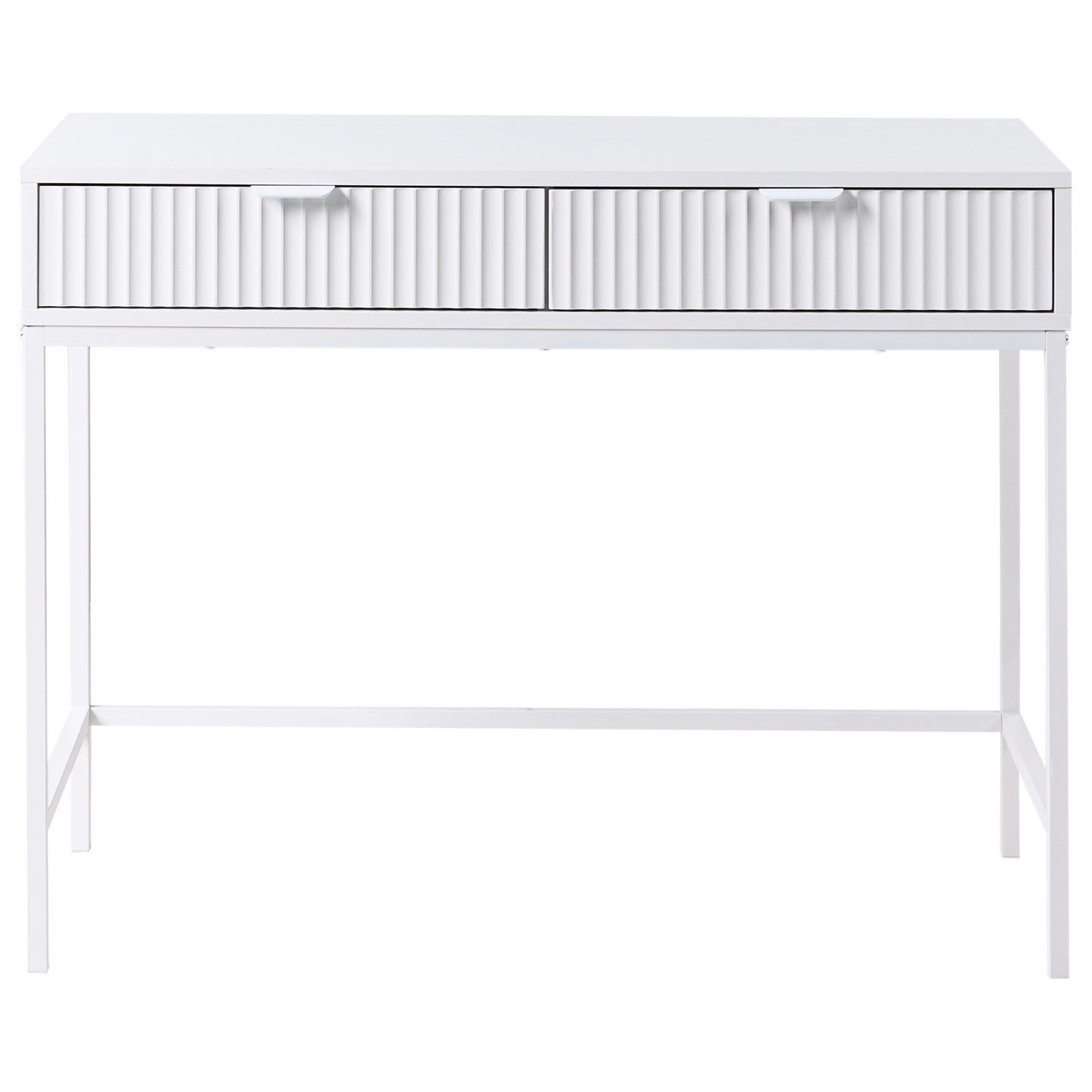 NovaHome 2 Drawer Console Table White MDF Fluted Fronts