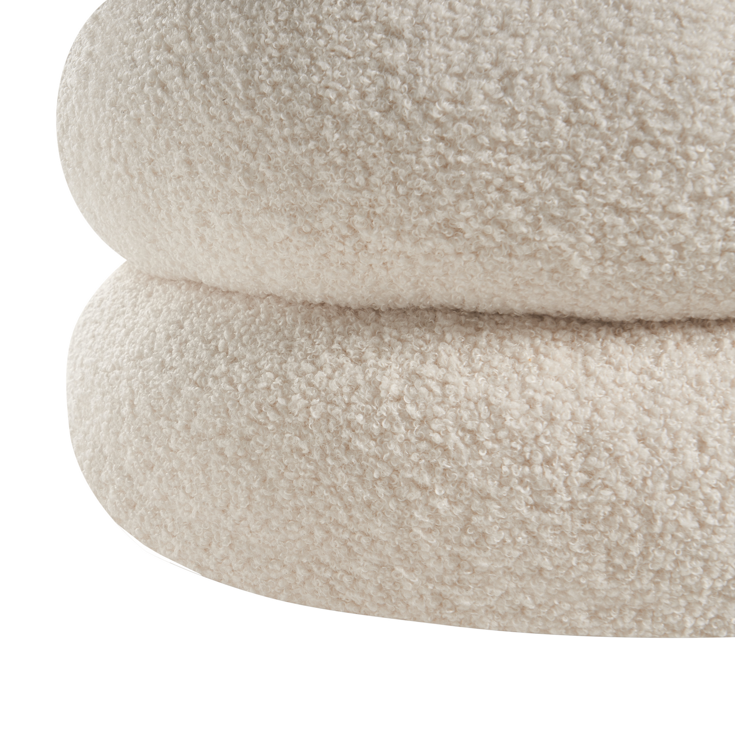 Footstool Off-White Boucle Round Pouffe