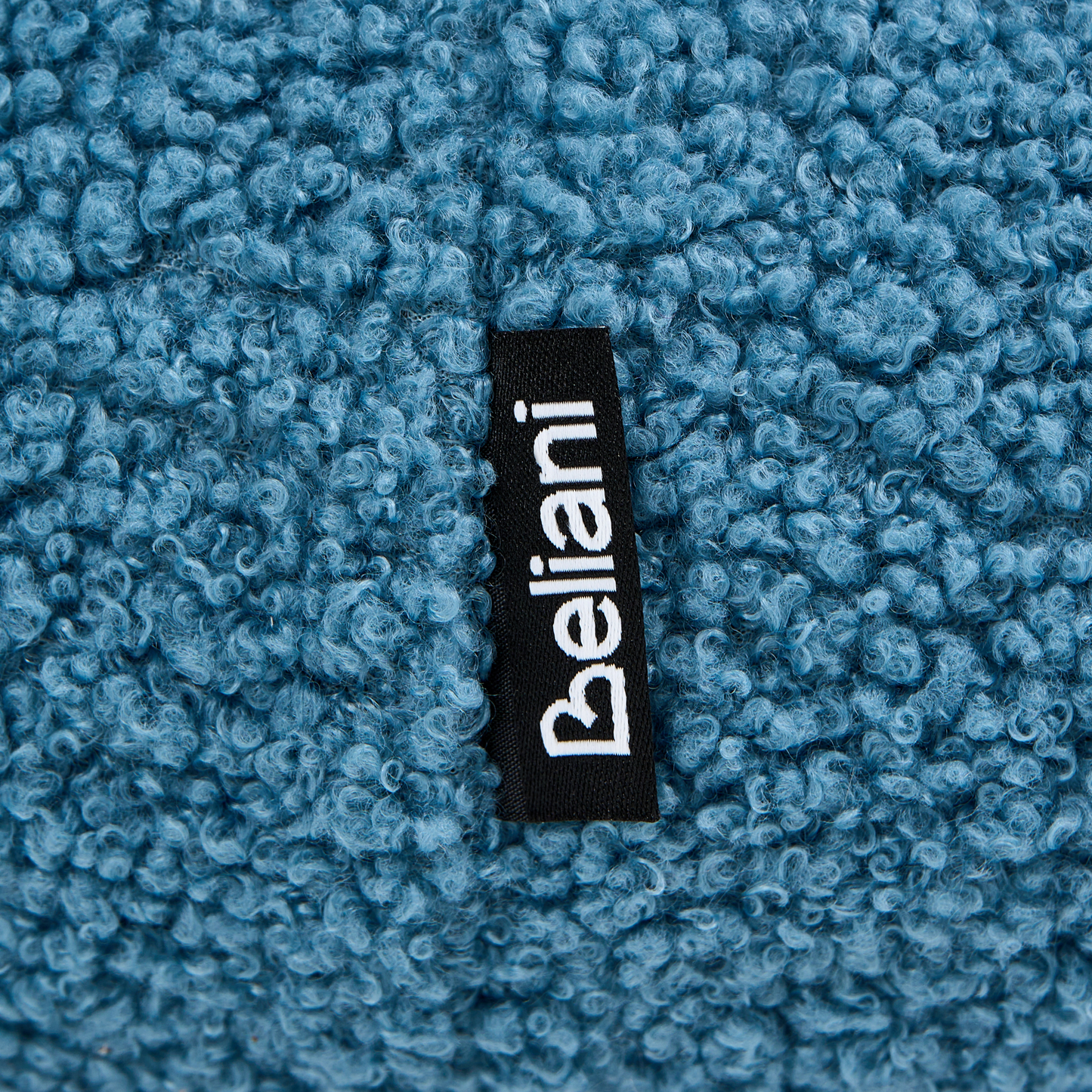 Footstool Blue Boucle Round Pouffe Upholstery