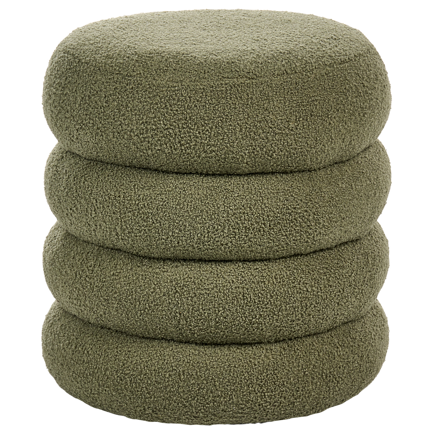 Footstool Boucle Round Pouffe Green Upholstery