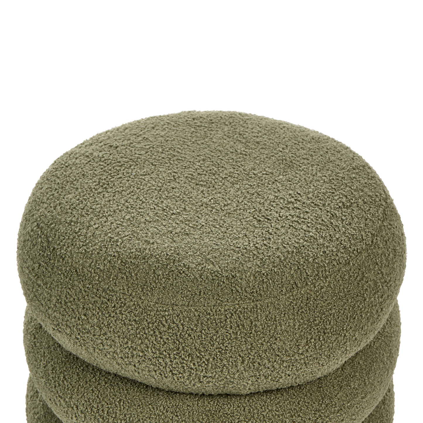 Footstool Boucle Round Pouffe Green Upholstery