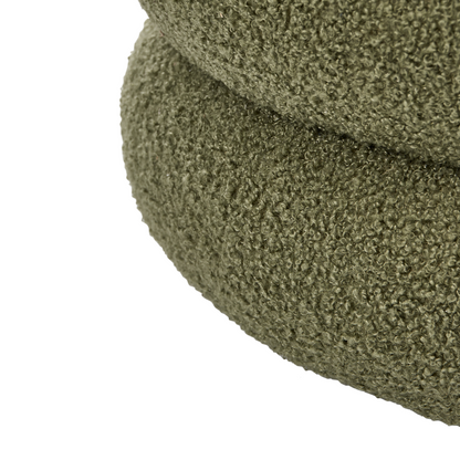 Footstool Boucle Round Pouffe Green Upholstery
