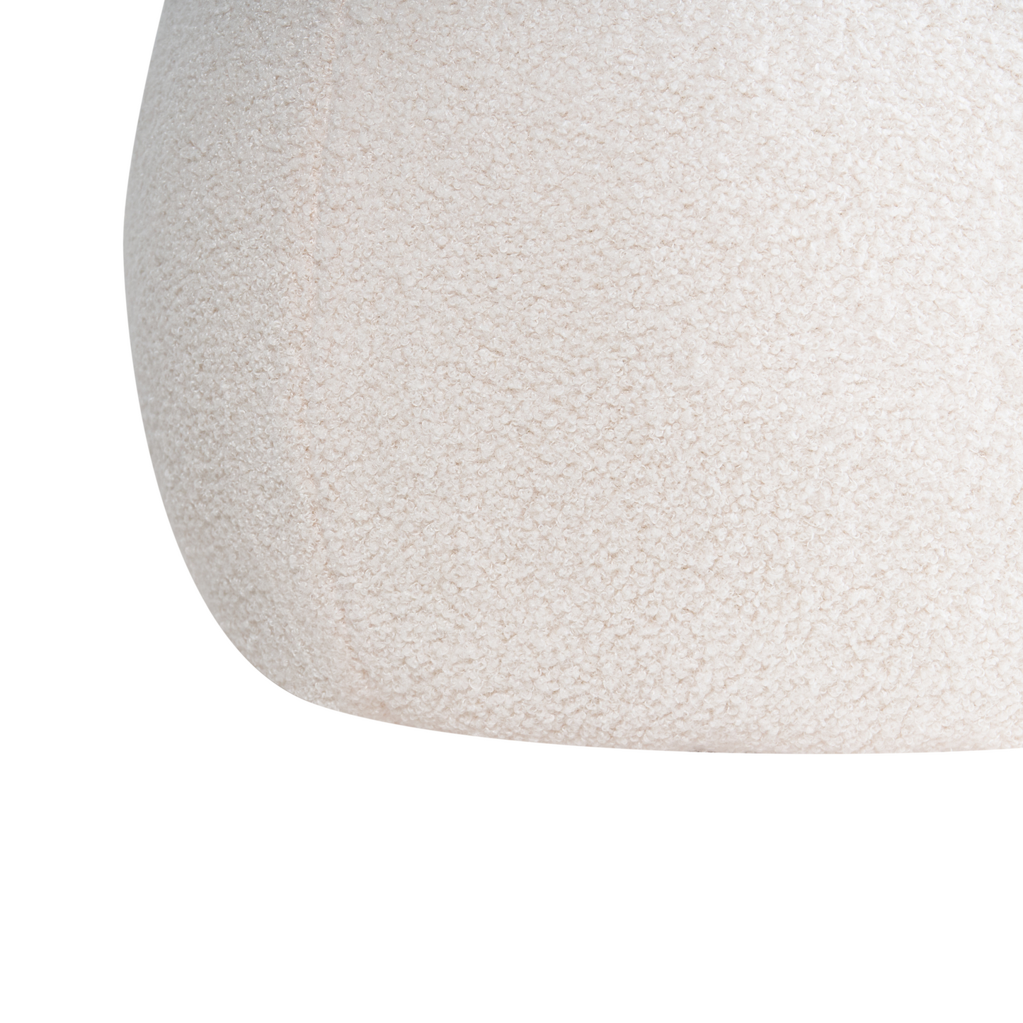 Footstool Off White Boucle Round Pouffe Upholstery