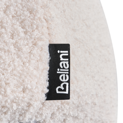 Footstool Off White Boucle Round Pouffe Upholstery