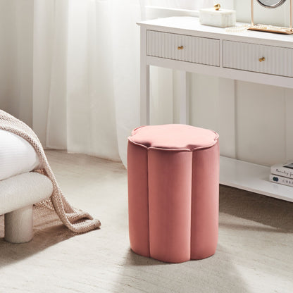 Velvet Pouffe Pink Round 39 x 34 x 45cm Footstool Modern Living Room Accent