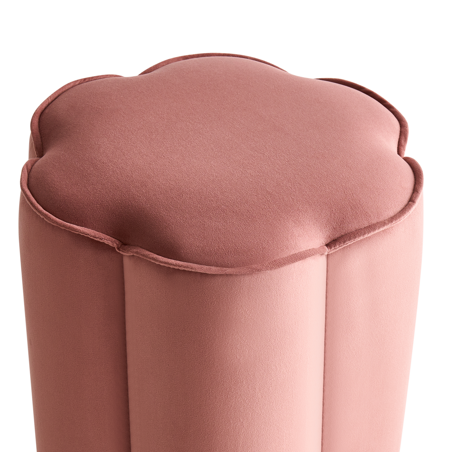 Velvet Pouffe Pink Round 39 x 34 x 45cm Footstool Modern Living Room Accent