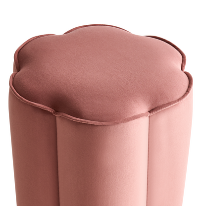 Velvet Pouffe Pink Round 39 x 34 x 45cm Footstool Modern Living Room Accent