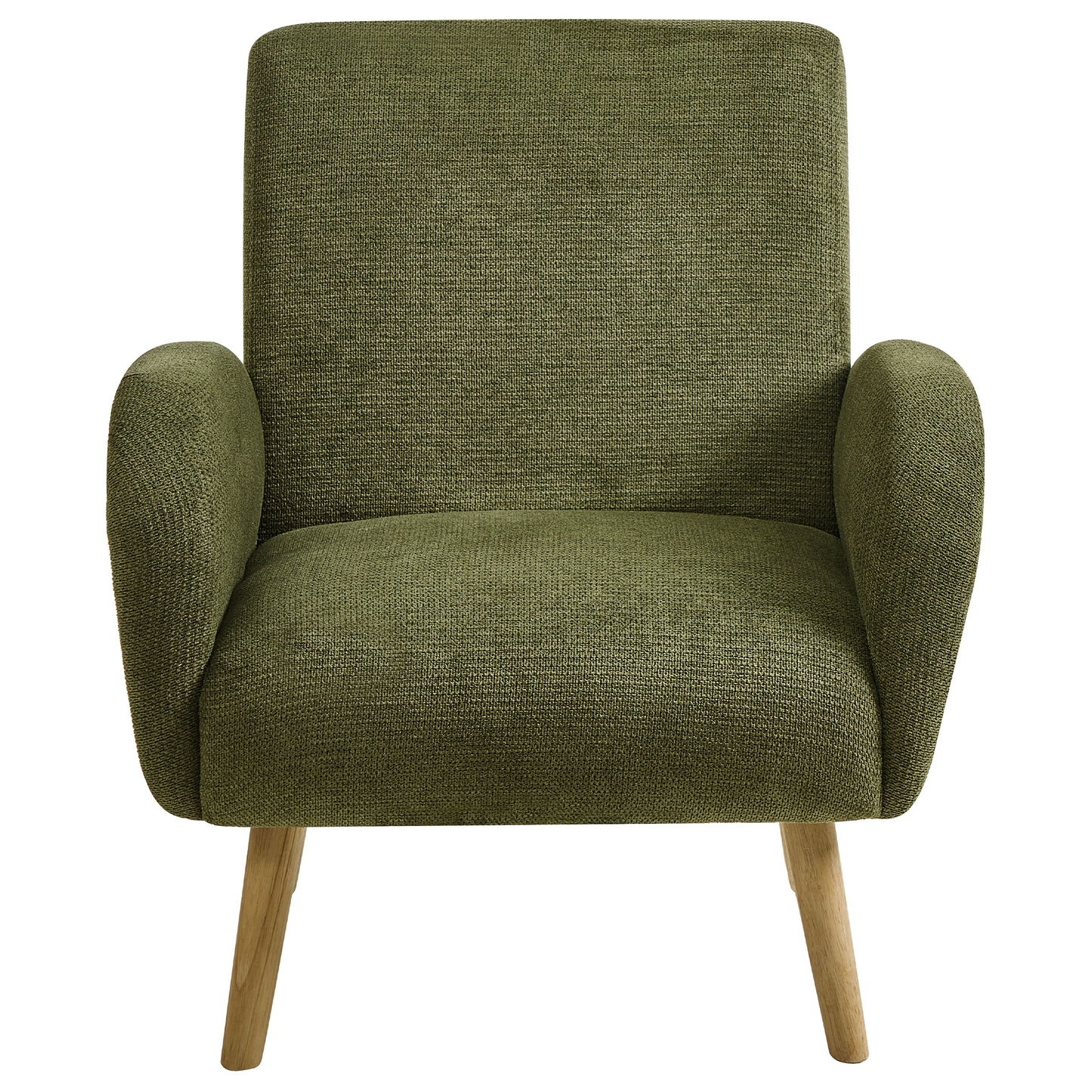 Armchair Green Water-Repellent With Armrests Rubber Wood Legs