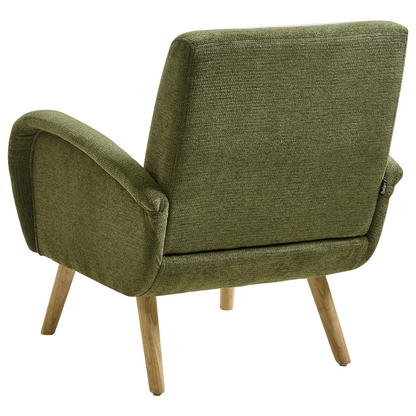 Armchair Green Water-Repellent With Armrests Rubber Wood Legs