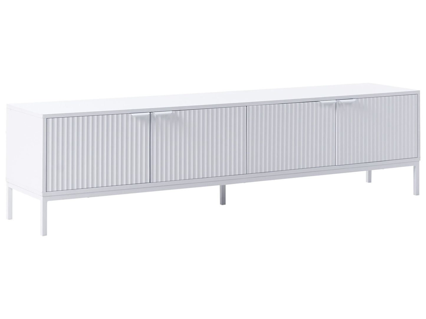 NovaHome White TV Stand With Metal Legs For 54 TV Cable Management