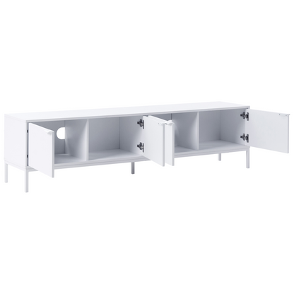 NovaHome White TV Stand With Metal Legs For 54 TV Cable Management
